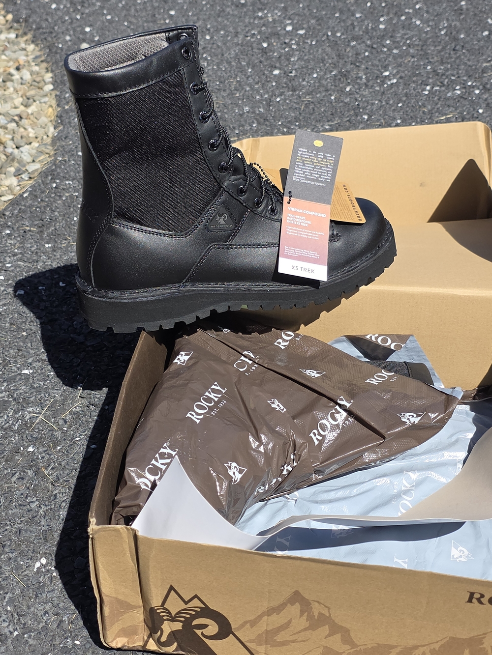 Rocky Portland Black Tactical Lace-Up Boot with Rugged Sole